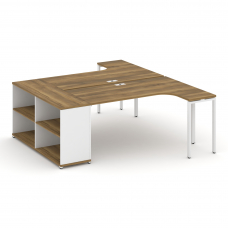 Concept Рабочая станция с опорным стеллажом CN.DSA-202 Сандал Янтарный/Белый Бриллиант/Металл Белый