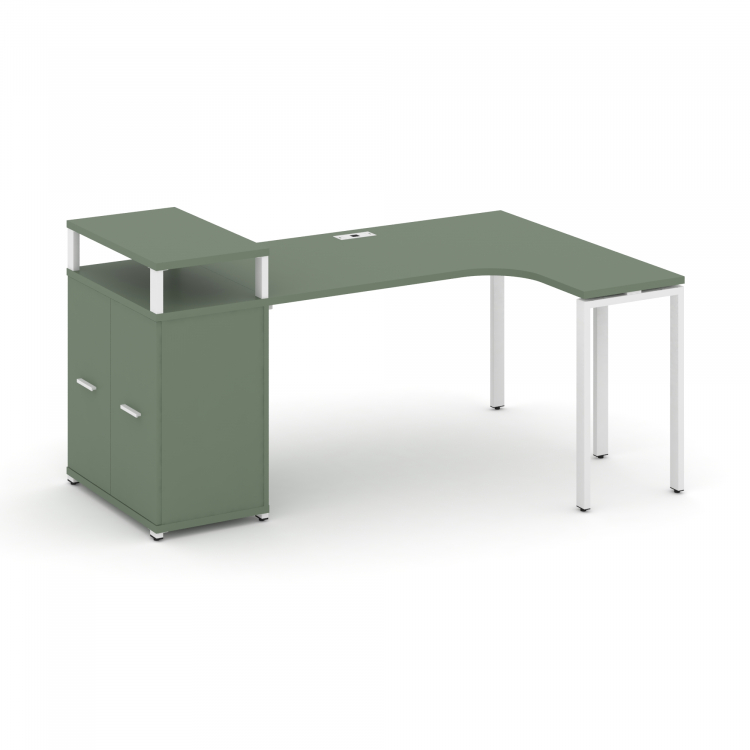 Concept Стол эргономичный с опорным распаш. шкафом с верх. горизонтом CN.SA-211(R) W Кобо/Металл Бел