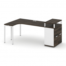 Concept Стол эргономичный с опорным распаш. шкафом с верх. горизонтом CN.SA-212(L) W Дуб Мали/Белый