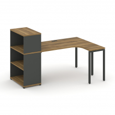 Concept Стол эргономичный с опорным стеллажом с надставкой низ. CN.SA-206(R) Сандал Янтарный/Антраци