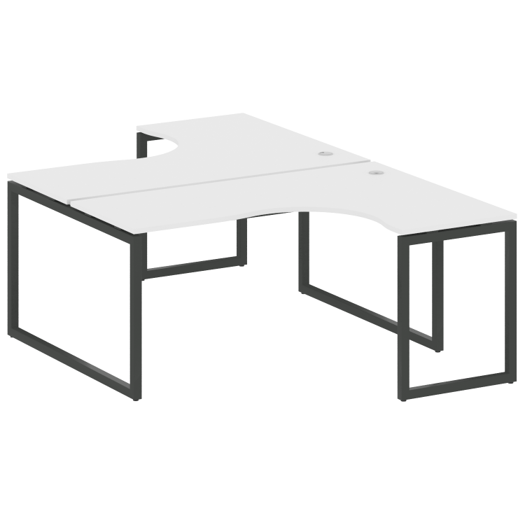 Metal System Quattro Рабочая станция криволинейная на О-образном м/к 40БО.РАС-СА-2.4 Белый/Металл Ан