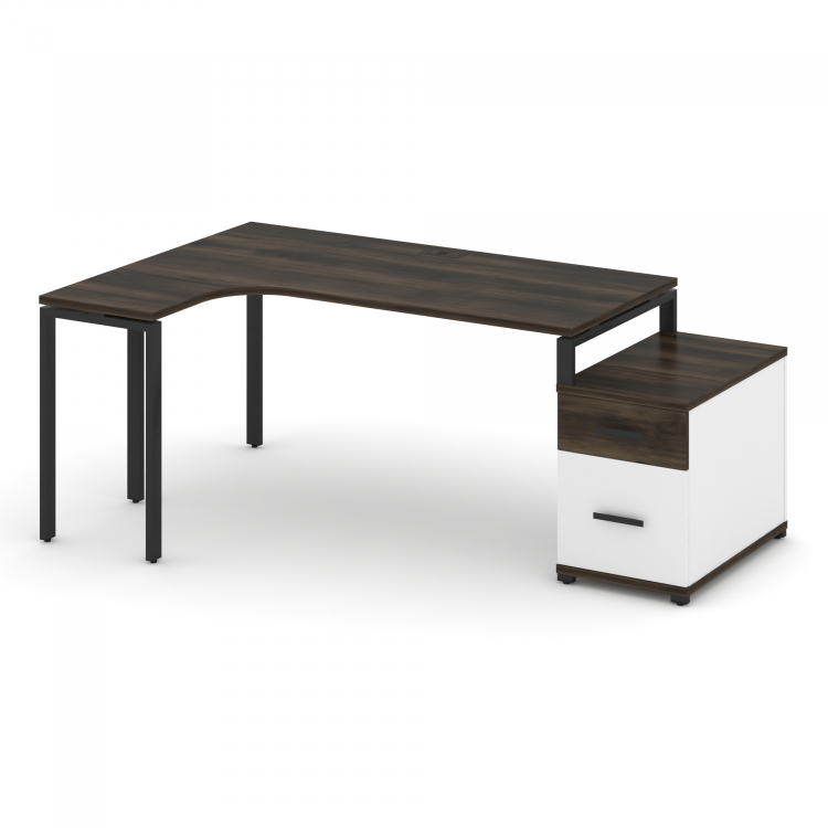 Concept Стол эргономичный с опорной тумбой CN.SA-304(L) B Дуб Мали/Белый Бриллиант/Металл Черный 158