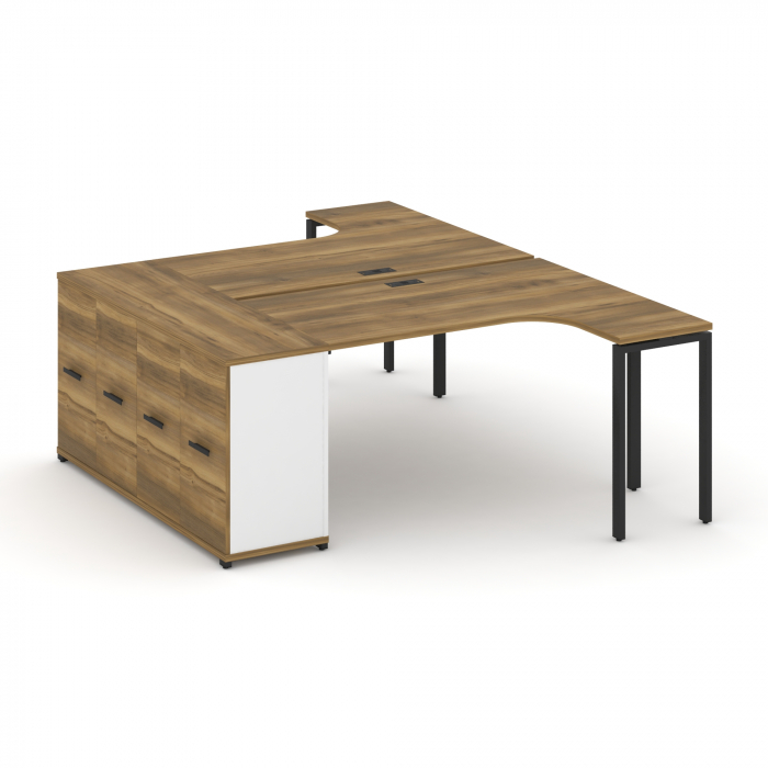 Concept Рабочая станция с опорным распаш. шкафом CN.DSA-209 B Сандал Янтарный/Белый Бриллиант/Металл