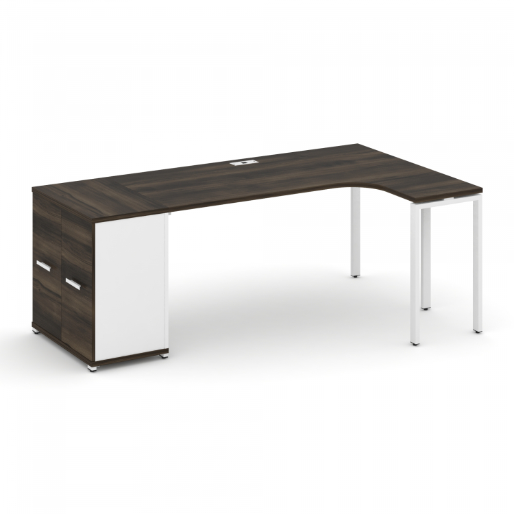 Concept Стол эргономичный с опорным распаш. шкафом CN.SA-210(R) W Дуб Мали/Белый Бриллиант/Металл Бе