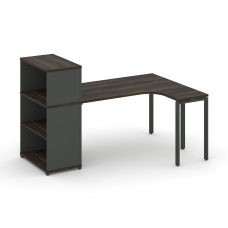Concept Стол эргономичный с опорным стеллажом с надставкой низ. CN.SA-206(R) Дуб Мали/Антрацит/Метал
