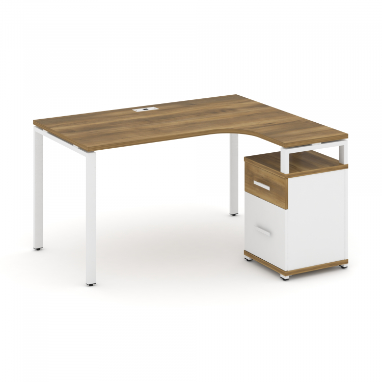 Concept Стол эргономичный с опорной тумбой CN.SA-306(R) W Сандал Янтарный/Белый Бриллиант/Металл Бел