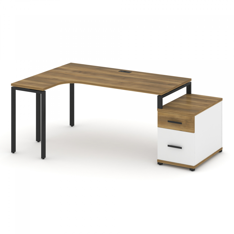 Concept Стол эргономичный с опорной тумбой CN.SA-304(L) B Сандал Янтарный/Белый Бриллиант/Металл Чер