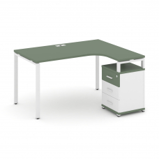 Concept Стол эргономичный с опорной тумбой CN.SA-305(R) W Кобо/Белый Бриллиант/Металл Белый 1380*118