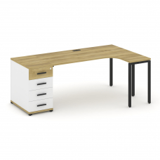 Concept Стол эргономичный CN.SA-402(R) B Дуб Винченцо/Белый Бриллиант/Металл Черный 2000*1180*750