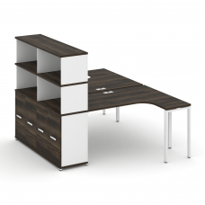 Concept Рабочая станция с опорным шкафом-купе с надставкой выс. CN.DSA-221 W Дуб Мали/Белый Бриллиан