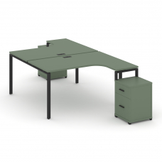 Concept Рабочая станция с 2 опорными тумбами CN.DSA-307 B Кобо/Металл Черный 1380*2400/3532*750