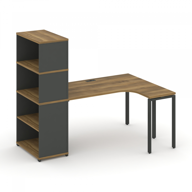 Concept Стол эргономичный с опорным стеллажом с надставкой выс. CN.SA-208(R) Сандал Янтарный/Антраци