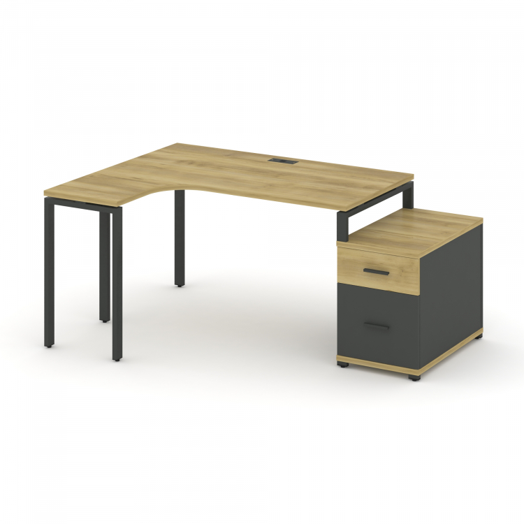 Concept Стол эргономичный с опорной тумбой CN.SA-302(L) A Дуб Винченцо/Антрацит/Металл Антрацит 1380