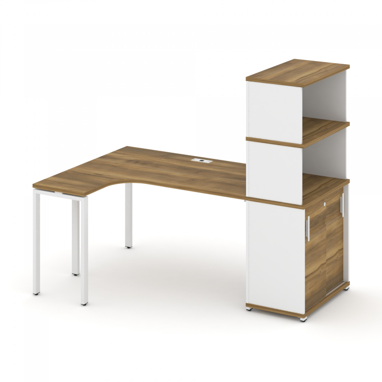Concept Стол эргономичный с опорным шкафом-купе с надставкой выс. CN.SA-221(L) W Сандал Янтарный/Бе