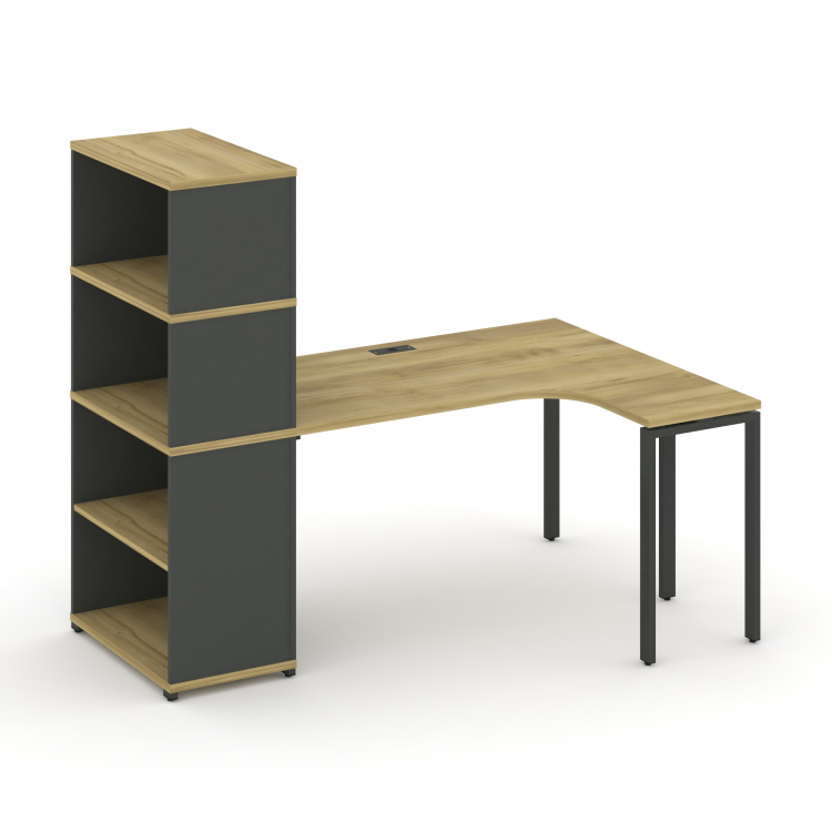 Concept Стол эргономичный с опорным стеллажом с надставкой выс. CN.SA-208(R) Дуб Винченцо/Антрацит/М