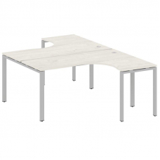 Metal System Рабочая станция криволинейная на П-образном м/к БП.РАС-СА-2.4 Дуб Наварра/Металл Серый