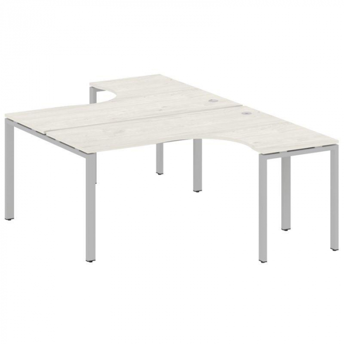 Metal System Рабочая станция криволинейная на П-образном м/к БП.РАС-СА-2.4 Дуб Наварра/Металл Серый