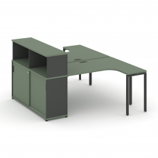 Concept Рабочая станция с опорным шкафом-купе с надставкой низ. CN.DSA-220 A Кобо/Антрацит/Металл Ан