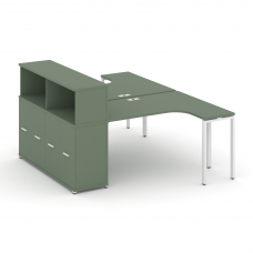 Concept Рабочая станция с опорным распаш. шкафом с надставкой низ. CN.DSA-213 W Кобо/Металл Белый 18