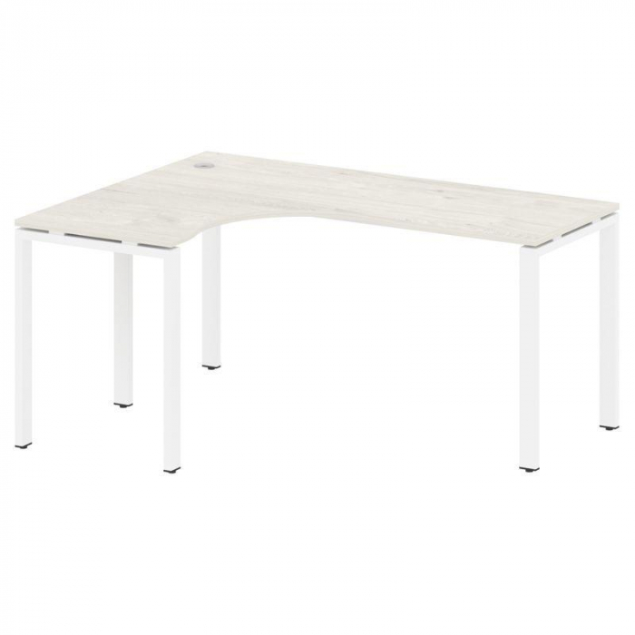 Метал Систем Стол криволинейный левый на П-образном м/к БП.СА-4 (L) Дуб Наварра/Металл Белый 1600*12