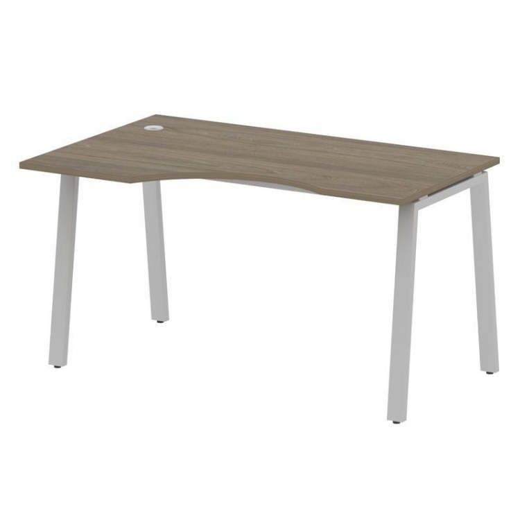 Metal System Стол криволинейный левый на А-образном м/к БА.СА-2 (L) Вяз Благородный/Металл Серый 140