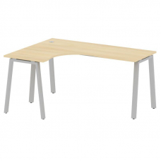 Metal System Стол криволинейный левый на А-образном м/к БА.СА-4 (L) Акация Лорка/Металл Серый 1600*1