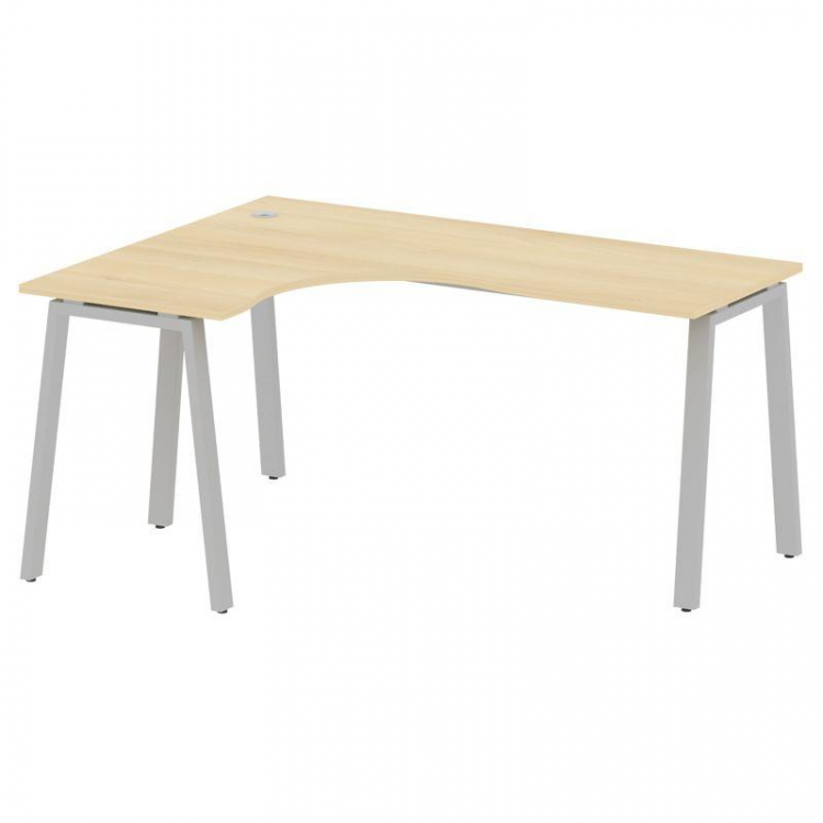 Metal System Стол криволинейный левый на А-образном м/к БА.СА-4 (L) Акация Лорка/Металл Серый 1600*1