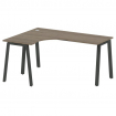 Metal System Стол криволинейный левый на А-образном м/к БА.СА-4 (L) Вяз Благородный/Металл Антрацит