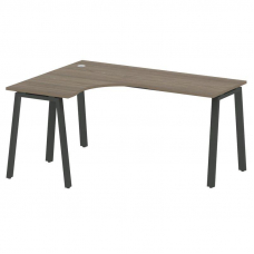 Metal System Стол криволинейный левый на А-образном м/к БА.СА-4 (L) Вяз Благородный/Металл Антрацит