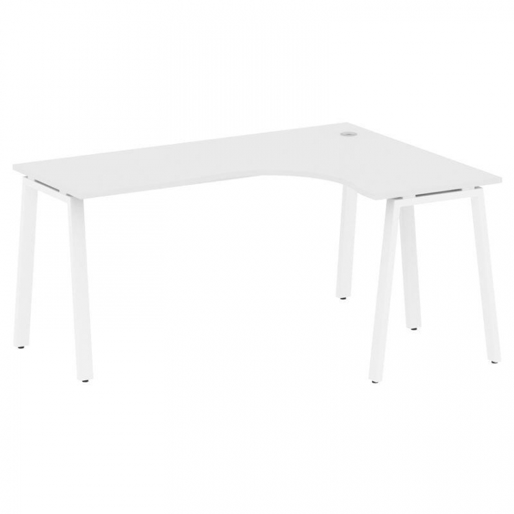 Metal System Стол криволинейный правый на А-образном м/к БА.СА-4 (R) Белый/Металл Белый 1600*1200*75