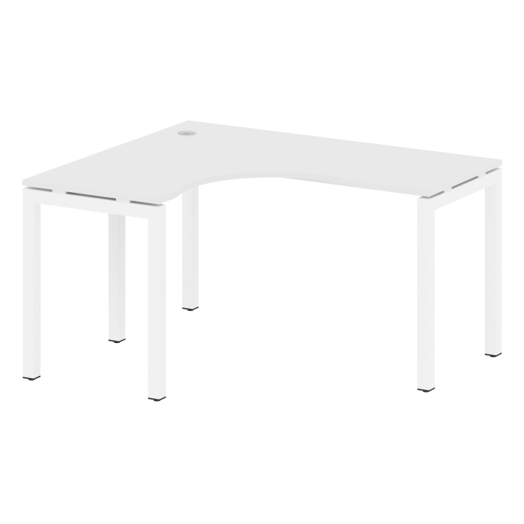 Metal System Quattro Стол криволинейный левый на П-образном м/к 50БП.СА-3 (L) Белый/Металл Белый 140