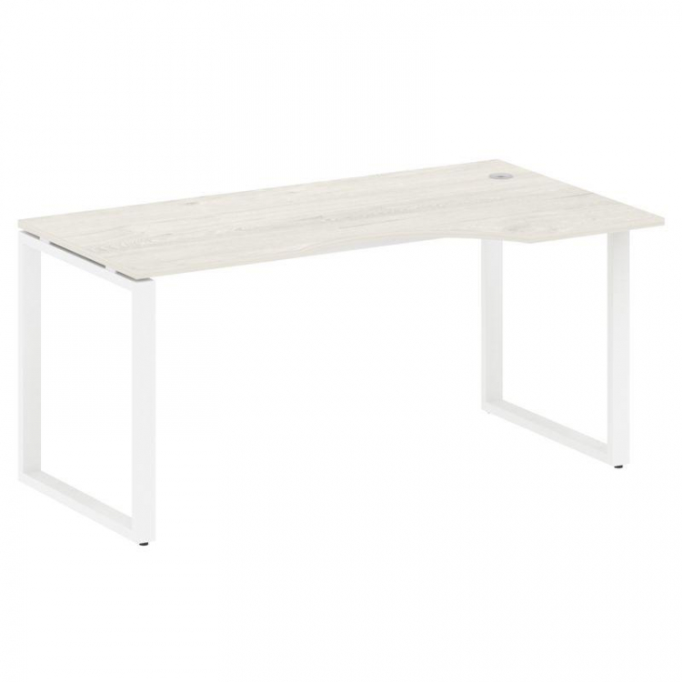 Metal System Стол криволинейный правый на О-образном м/к БО.СА-1 (R) Дуб Наварра/Металл Белый 1600*9