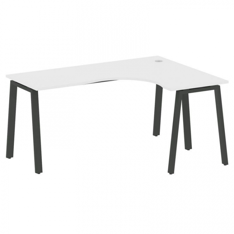 Metal System Стол криволинейный правый на А-образном м/к БА.СА-4 (R) Белый/Металл Антрацит 1600*1200