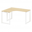 Metal System Стол криволинейный левый на О-образном м/к БО.СА-3 (L) Акация Лорка/Металл Белый 1400*1