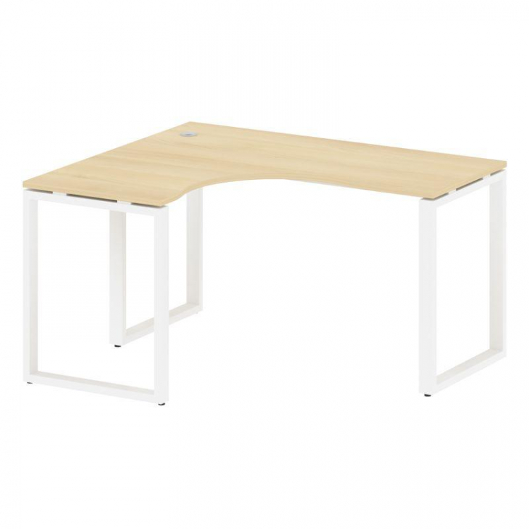 Metal System Стол криволинейный левый на О-образном м/к БО.СА-3 (L) Акация Лорка/Металл Белый 1400*1