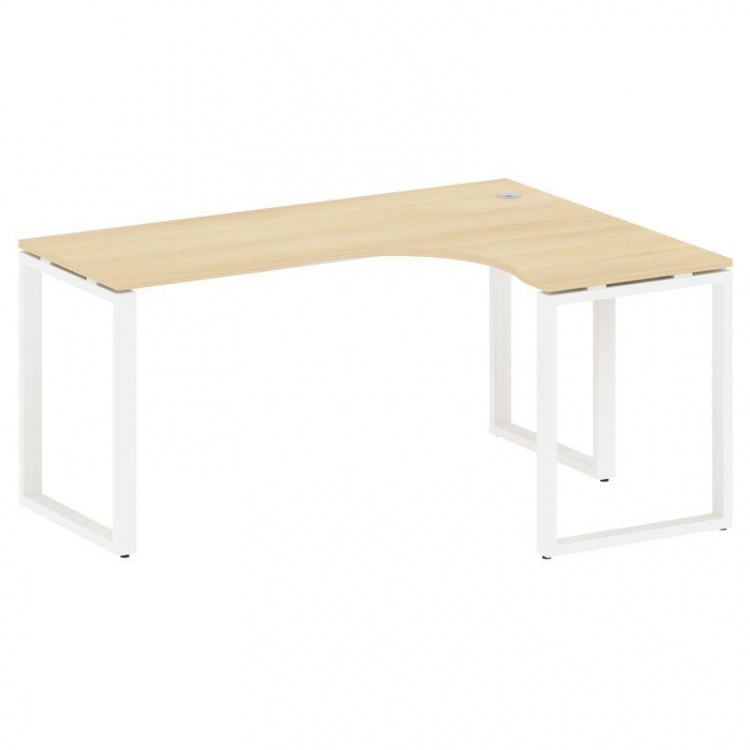 Metal System Стол криволинейный правый на О-образном м/к БО.СА-4 (R) Акация Лорка/Металл Белый 1600*