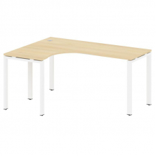Metal System Стол криволинейный левый на П-образном м/к БП.СА-4 (L) Акация Лорка/Металл Белый 1600*1