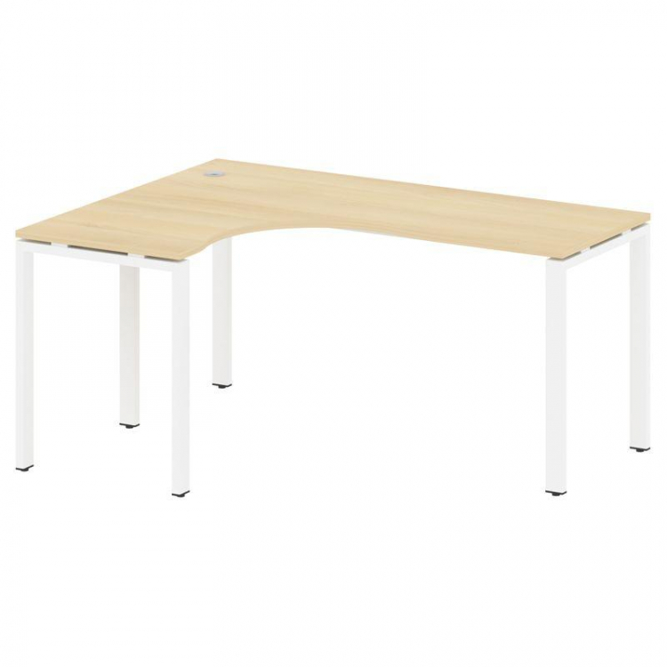 Metal System Стол криволинейный левый на П-образном м/к БП.СА-4 (L) Акация Лорка/Металл Белый 1600*1