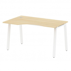 Metal System Стол криволинейный левый на А-образном м/к БА.СА-2 (L) Акация Лорка/Металл Белый 1400*9