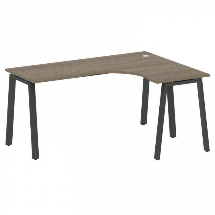 Metal System Стол криволинейный правый на А-образном м/к БА.СА-4 (R) Вяз Благородный/Металл Антрацит