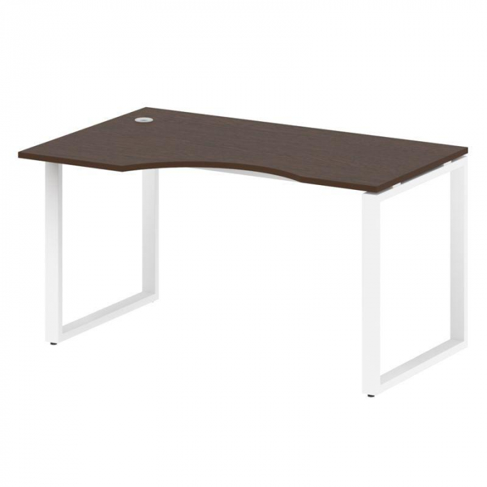 Metal System Стол криволинейный левый на О-образном м/к БО.СА-2 (L) Венге Цаво/Металл Белый 1400*900