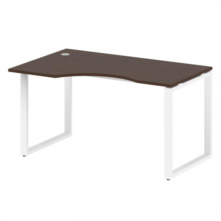 Metal System Стол криволинейный левый на О-образном м/к БО.СА-2 (L) Венге Цаво/Металл Белый 1400*900