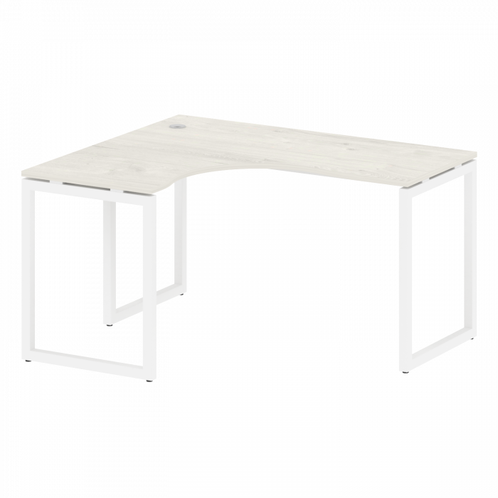 Metal System Quattro Стол криволинейный левый на О-образном м/к 40БО.СА-3 (L) Дуб Наварра/Металл Бел