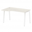 Metal System Стол криволинейный левый на А-образном м/к БА.СА-2 (L) Дуб Наварра/Металл Белый 1400*90