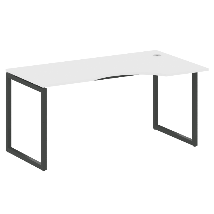 Metal System Quattro Стол криволинейный правый на О-образном м/к 40БО.СА-1 (R) Белый/Металл Антрацит