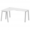 Metal System Стол криволинейный левый на А-образном м/к БА.СА-4 (L) Белый/Металл Серый 1600*1200*750