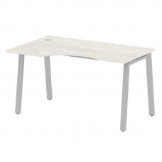 Metal System Стол криволинейный левый на А-образном м/к БА.СА-2 (L) Дуб Наварра/Металл Серый 1400*90