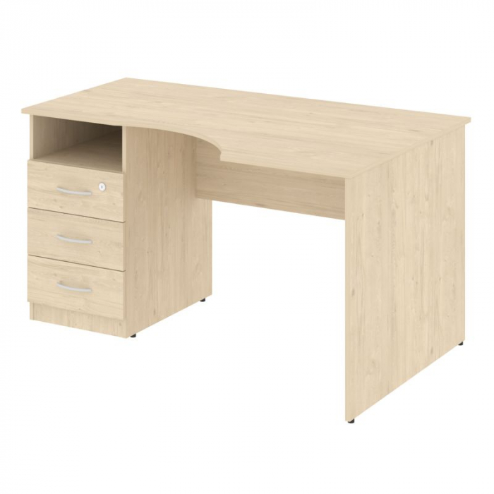 Нова С Стол криволинейный с тумбой левый В.САТ-2 (L) Бук Артизан 1400*900*750