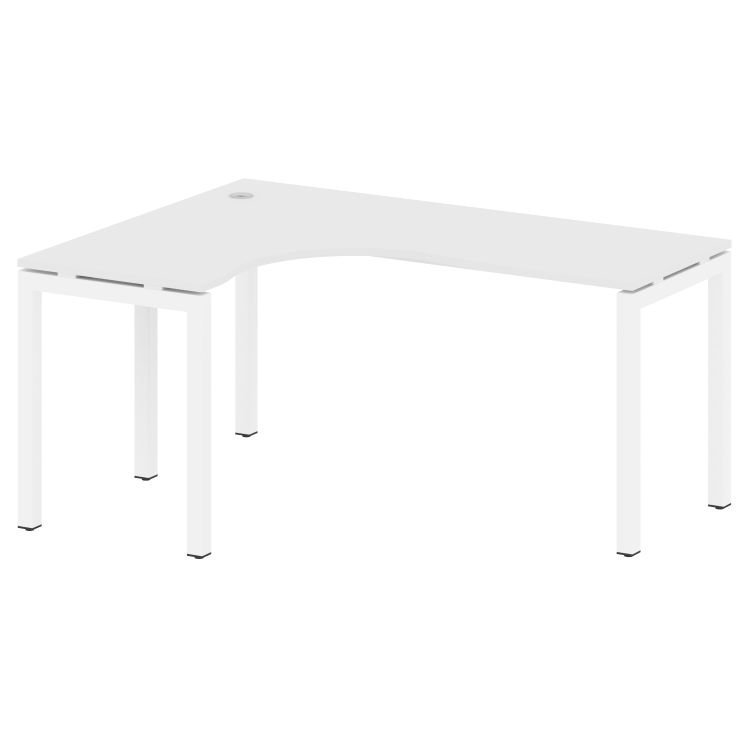 Metal System Quattro Стол криволинейный левый на П-образном м/к 50БП.СА-4 (L) Белый/Металл Белый 160