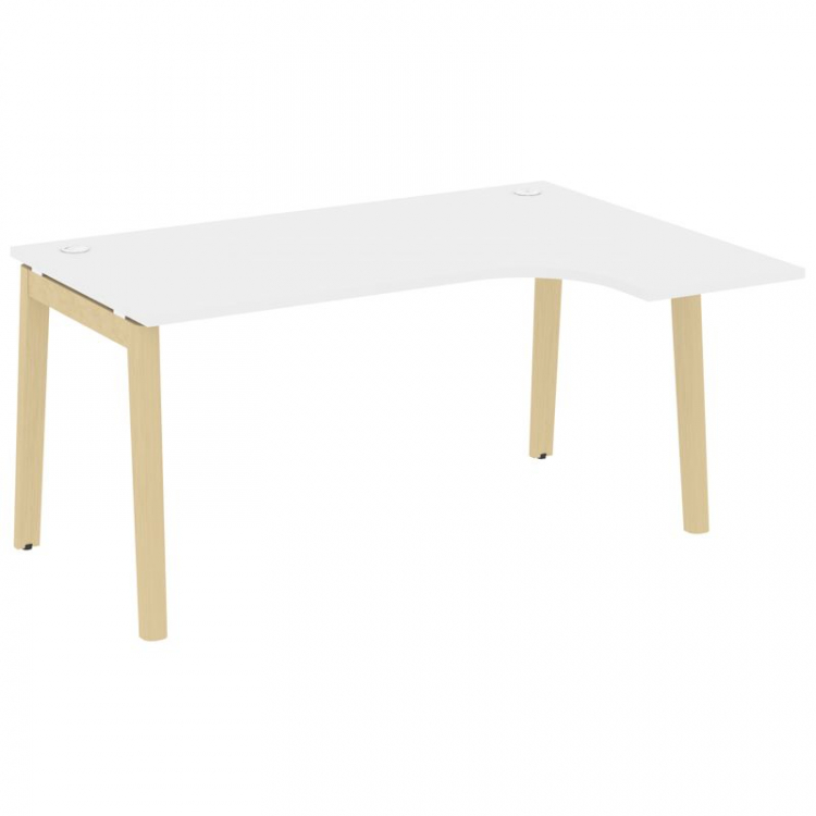 Onix Wood Стол эргономичный правый OW.SA-4 (R) Белый Бриллиант/Дуб Светлый/Металл Белый 1580*1180*75
